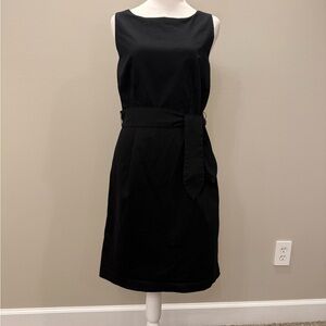 Ann Taylor Black Sheath Midi Dress Sleeveless Crew Neck